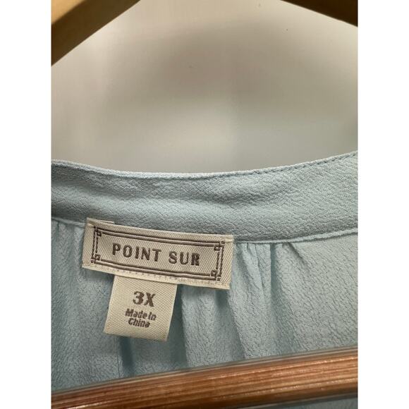 Point Sur J.Crew Drapey Popover Shirt Women 3X Baby Blue Blouse NWT - Picture 4 of 7
